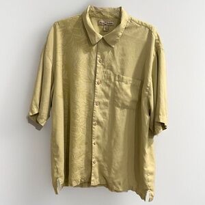 Tommy Bahama Hawaiian Shirt XL Yellow Green Button Down Silk Mens Floral